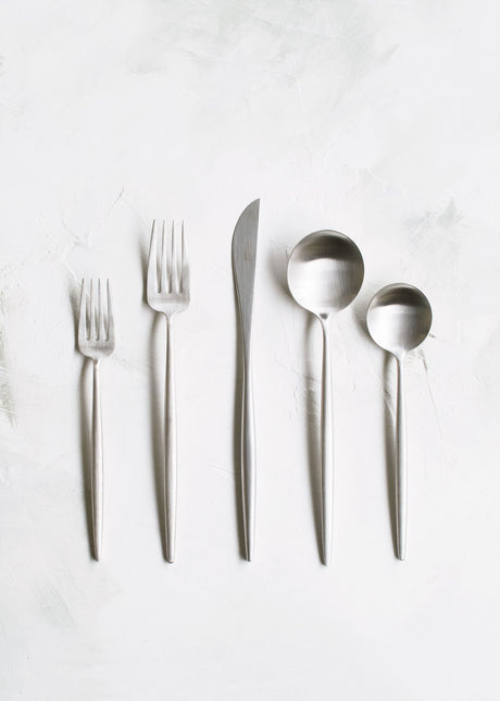 Cutipol Moon Flatware 5pc Set, Brushed Steel