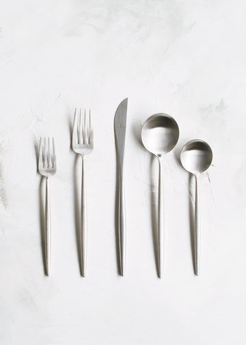 Cutipol Moon Flatware 5pc Set, Brushed Steel