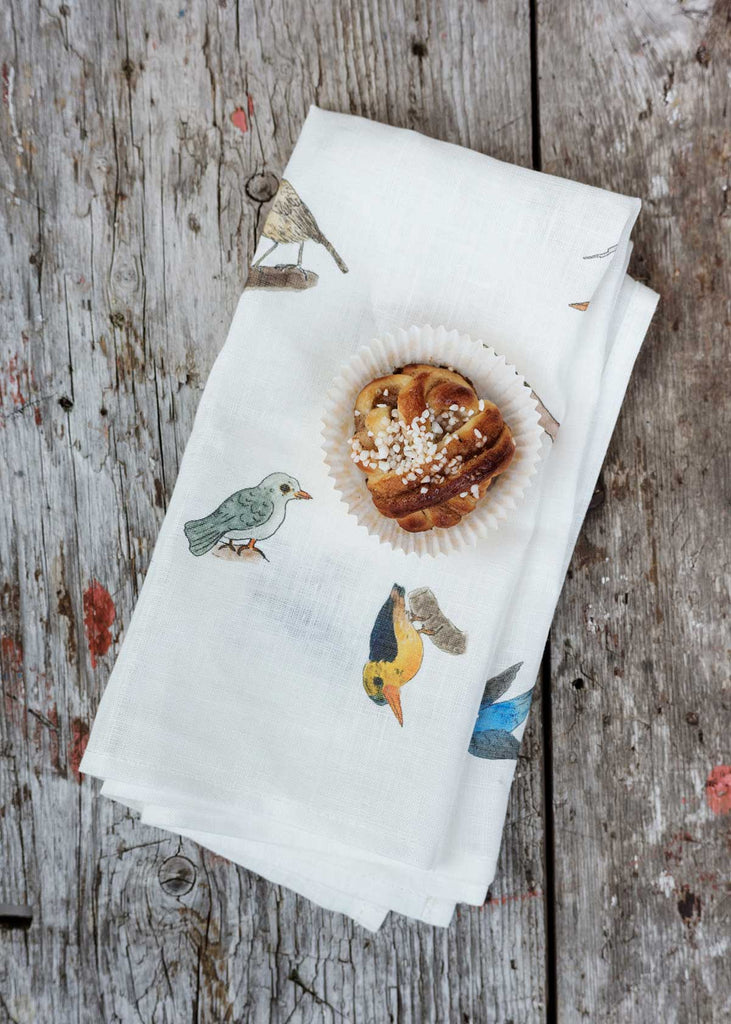 Fog Linen Work Birds Handkerchief, Isabelle Boinot