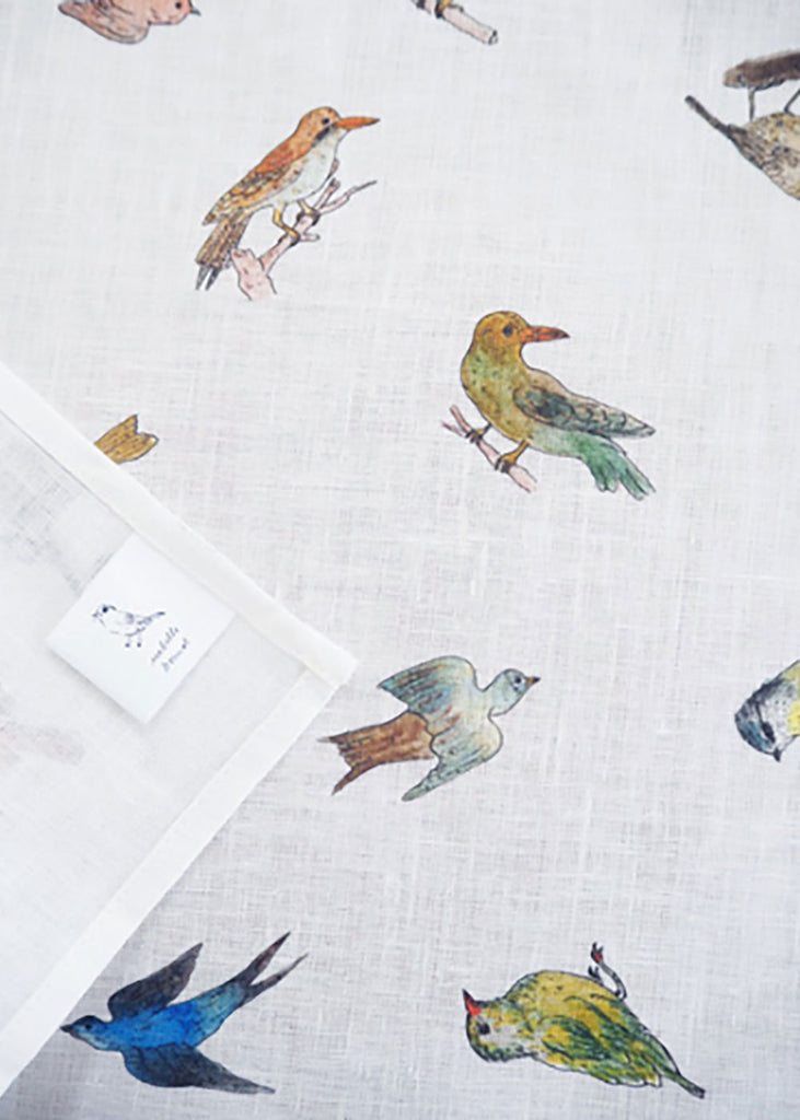 Fog Linen Work Birds Handkerchief, Isabelle Boinot
