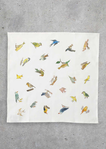 Fog Linen Work Birds Handkerchief, Isabelle Boinot