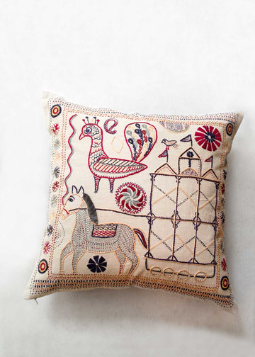 Indus Heritage Trust Folklore Embroidered Pillow
