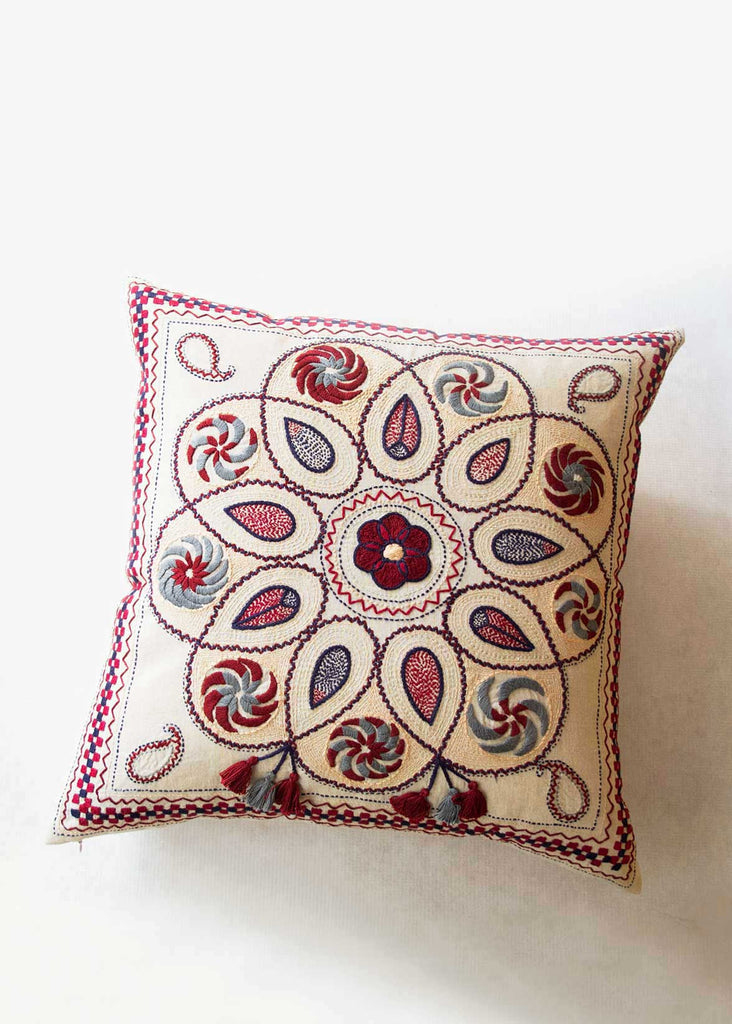 Indus Heritage Trust Dahlia Embroidered Pillow