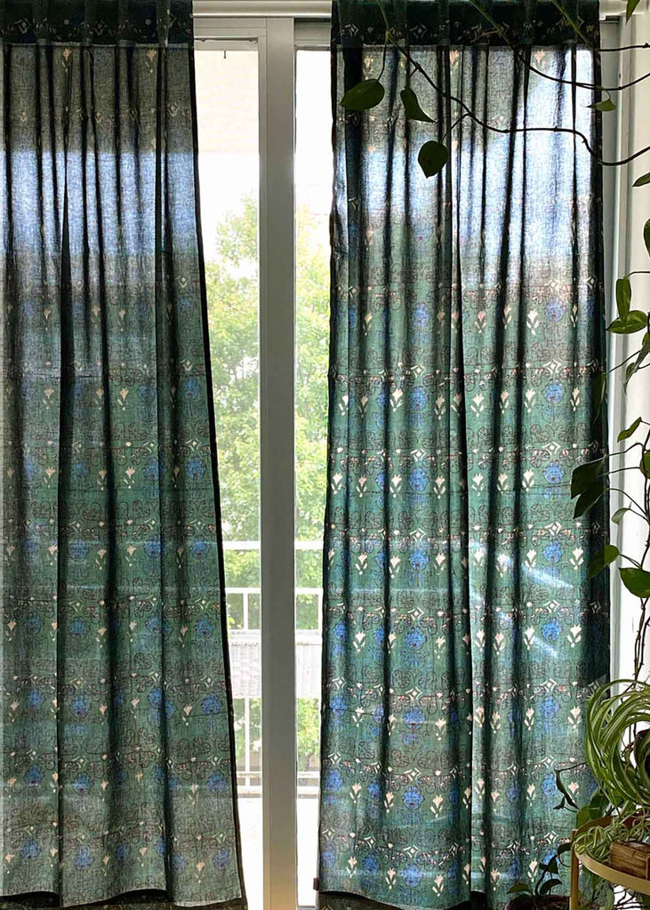 Ichcha Woodblock Printed Curtain Panel, Meadow