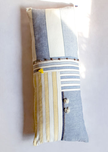 Mixed Stripes Bolster Pillow, cotton & wool