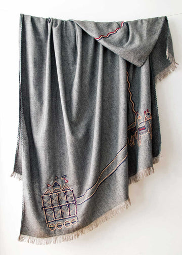 Indus Heritage Trust Folklore Embroidered Wool Throw
