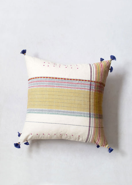 Injiri Ahir 16" Pillow, No. 46, handwoven cotton made by artisans