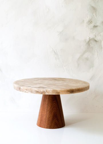 Itza Wood Alabaster Cake Stand