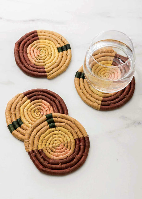 Kazi Raffia Multicolor Coasters