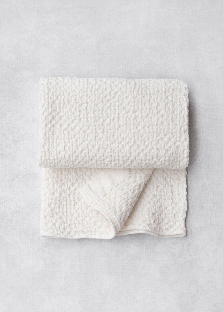 Kontex Lattice Linen Towel, Ivory