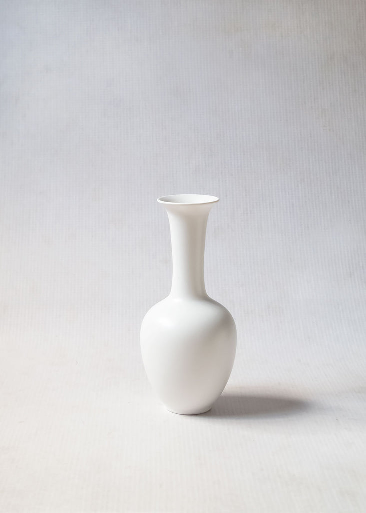 Middle Kingdom Porcelain Mini Vase, Lotus, White Semi Matte