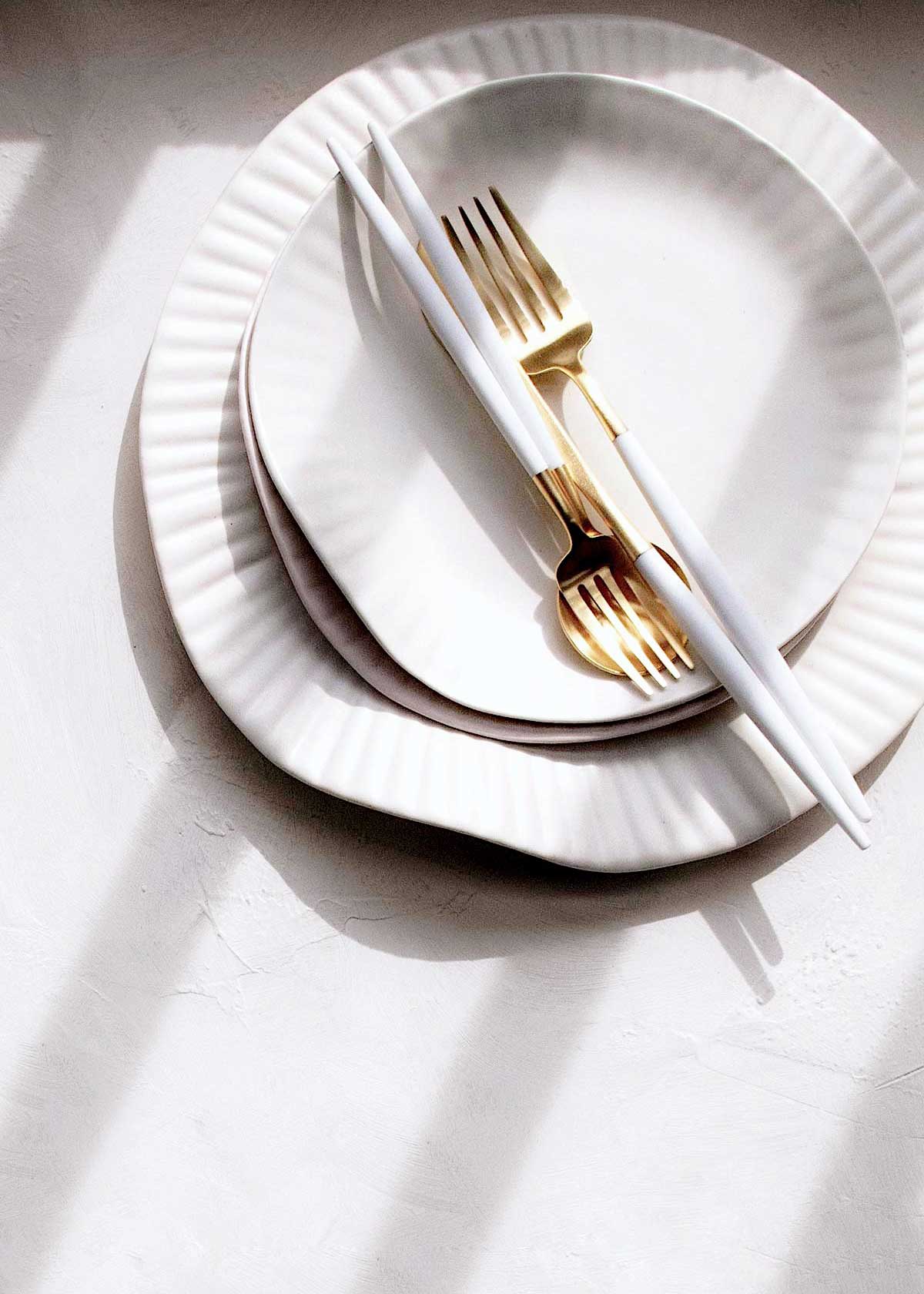 Cutipol Goa White Matte Brushed Gold-Plated Cutlery Collection