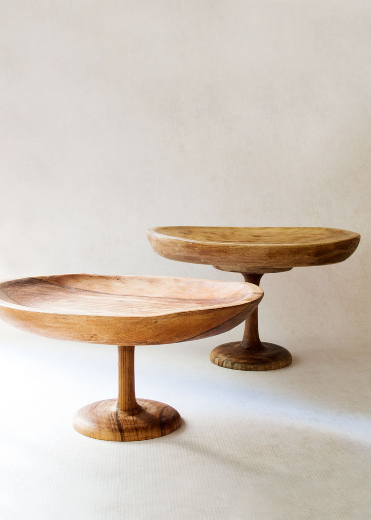 Teak Wood Hand Carved Cake Stand